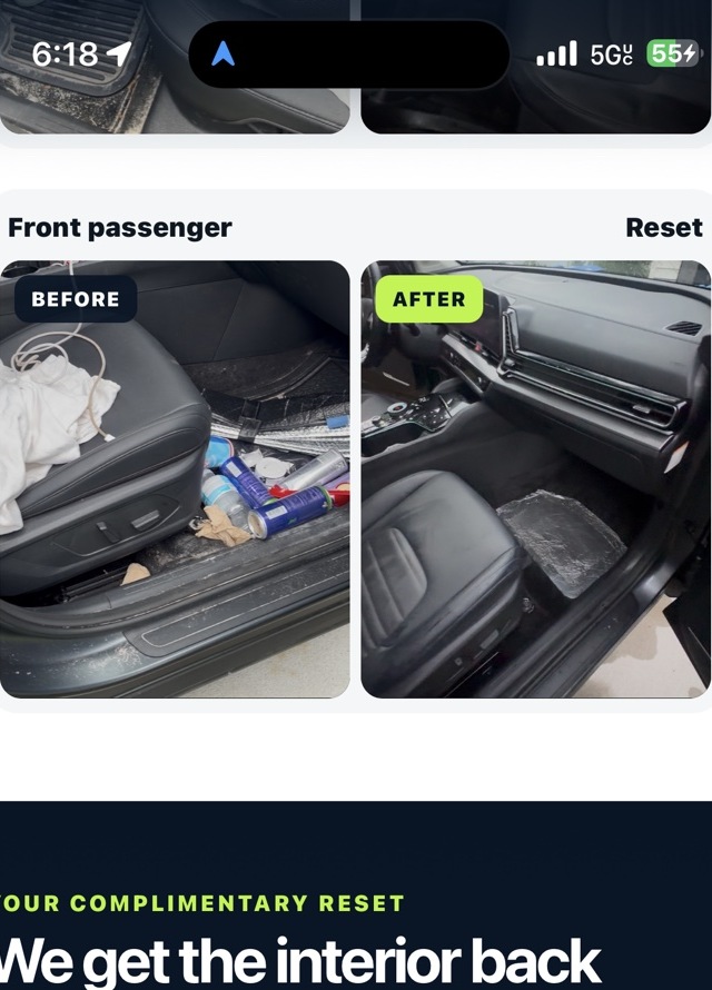 Original Car Refresh front passenger before and after photos