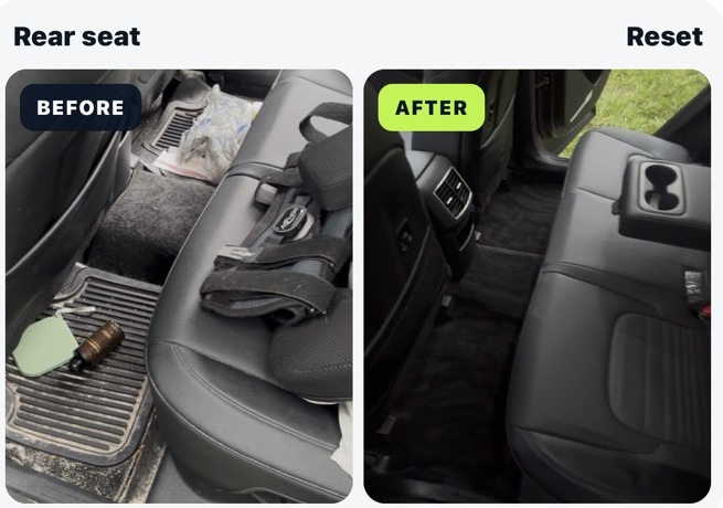 Original Car Refresh rear seat before and after photos
